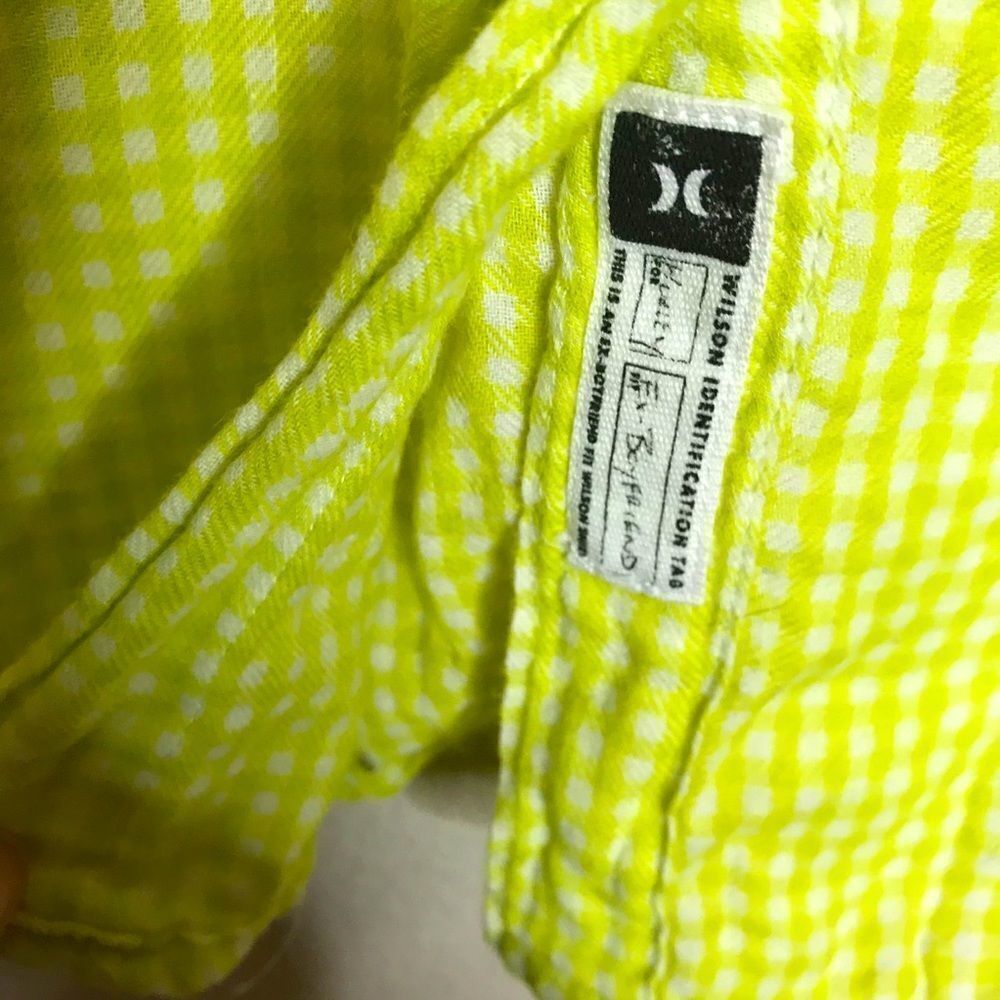 Hurley Lime Green Gingham Button Down Blouse - image 5